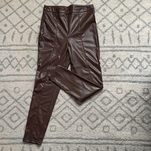 SHEIN Women’s Chocolate Faux Leather Pants Split Hem